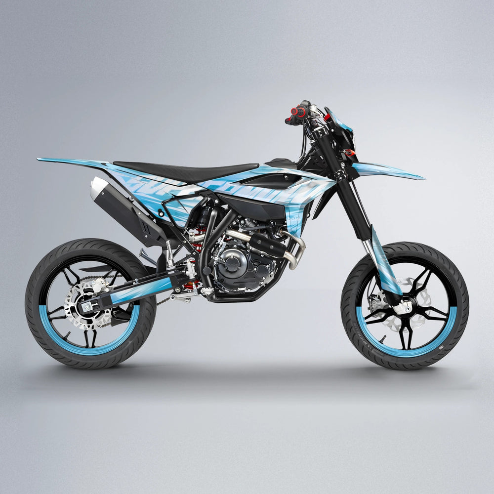 GEBEL V5 Beta supermoto graphics kit in Light Blue & White