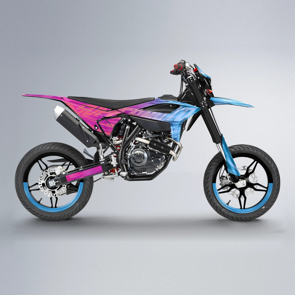GEBEL V5 Beta supermoto graphics kit in Pink & Light Blue