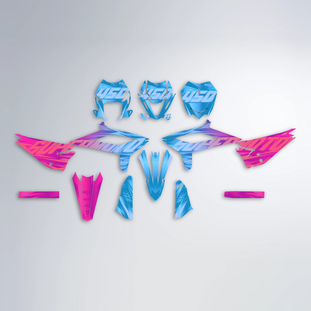 GEBEL V5 Beta graphics kit parts layout in Pink & Light Blue