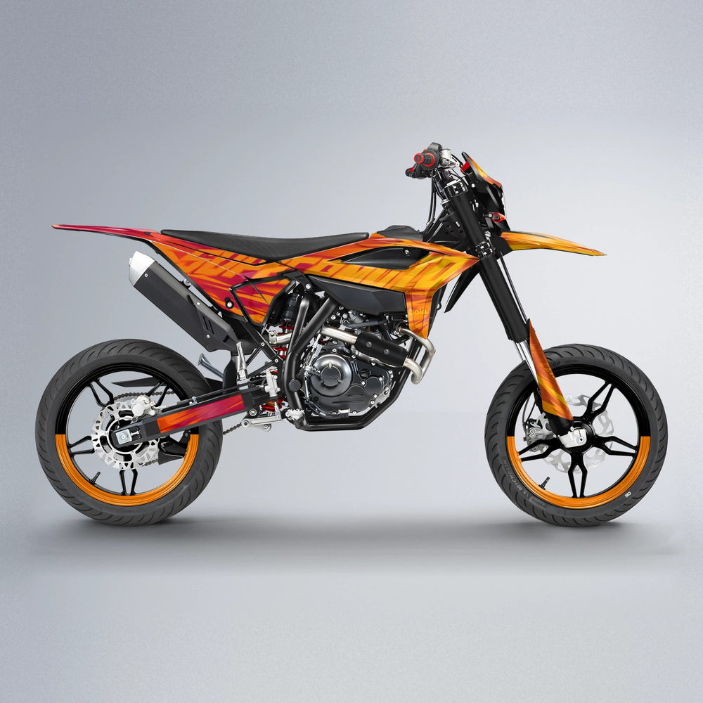 GEBEL V5 Beta supermoto graphics kit in Red & Orange