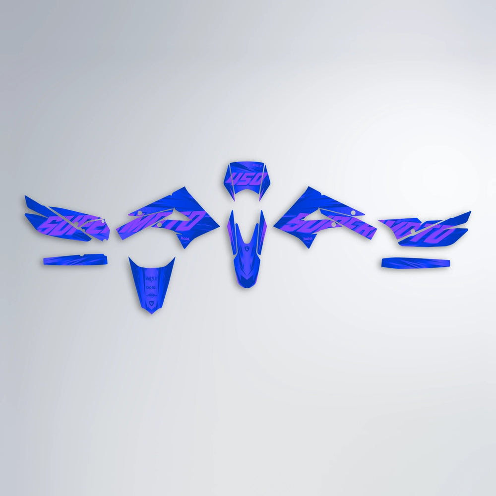 GEBEL V5 Derbi Senda graphics kit parts layout in Blue