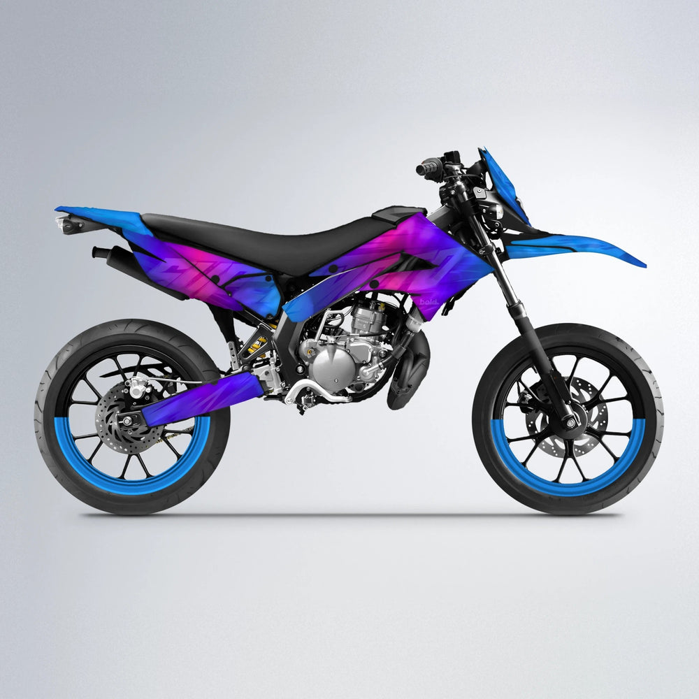 GEBEL V5 Derbi Senda supermoto graphics kit in Blue Purple Fade
