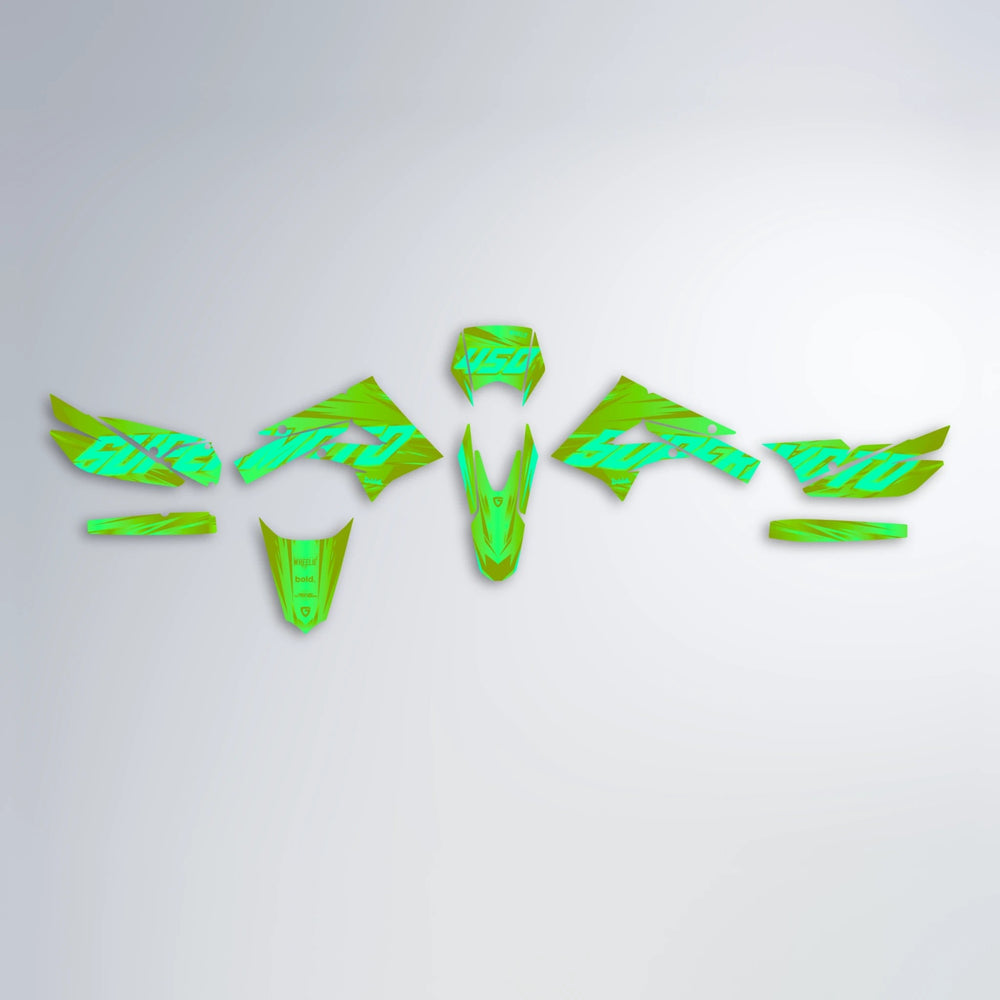 GEBEL V5 Derbi Senda graphics kit parts layout in Green