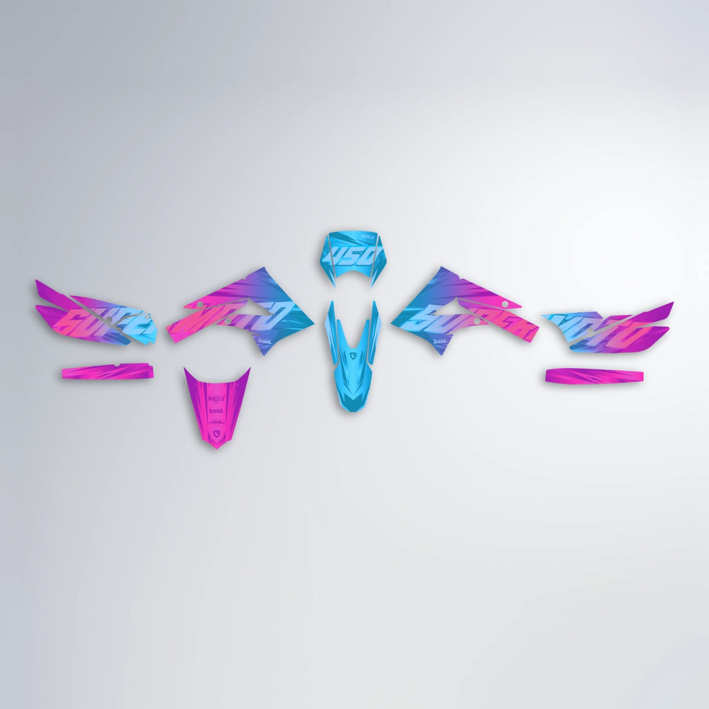 GEBEL V5 Derbi Senda graphics kit parts layout in Pink & Light Blue