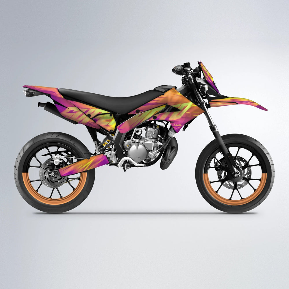 GEBEL V5 Derbi Senda supermoto graphics kit in Pink & Yellow