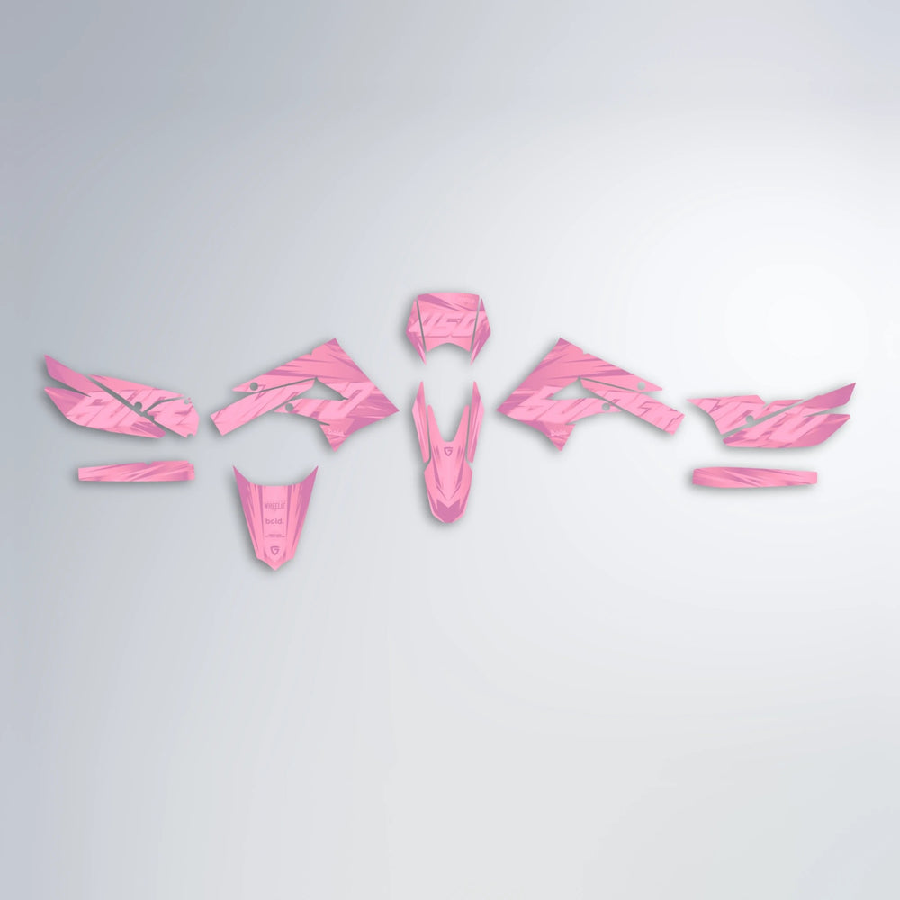 GEBEL V5 Derbi Senda graphics kit parts layout in Sakura Pink