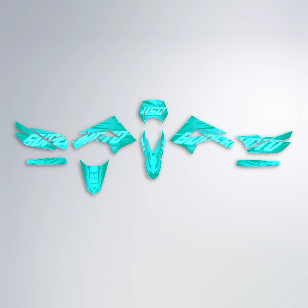 GEBEL V5 Derbi Senda graphics kit parts layout in Teal