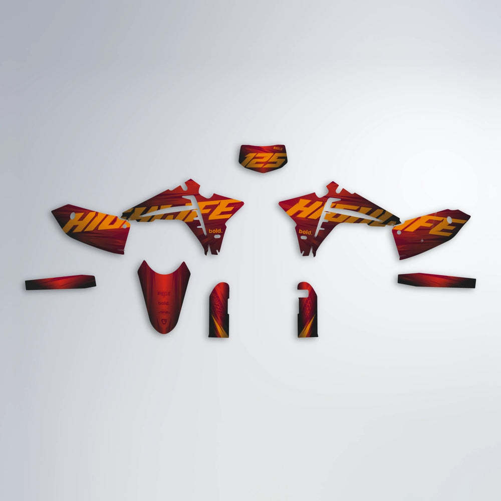 GEBEL V5 Fantic graphics kit parts layout in Black & Red