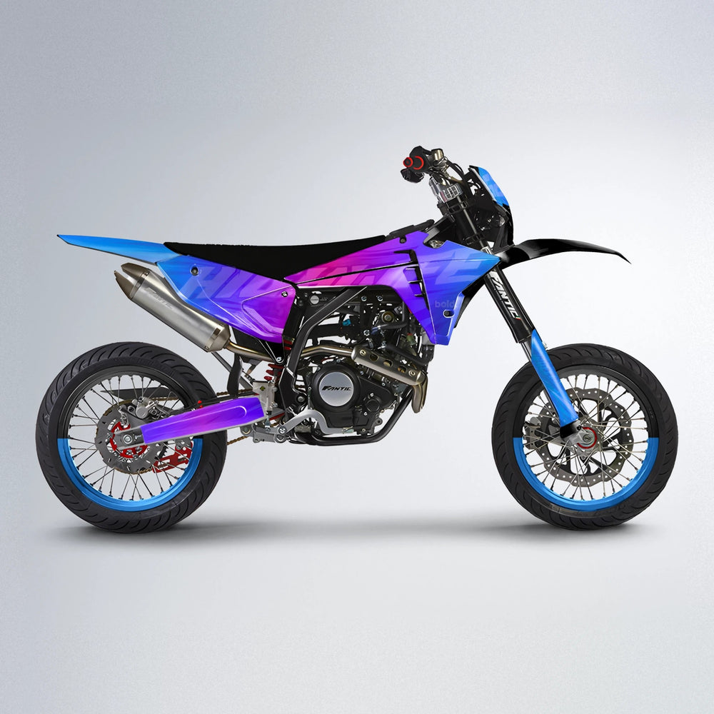 GEBEL V5 Fantic supermoto graphics kit in Blue Purple Fade