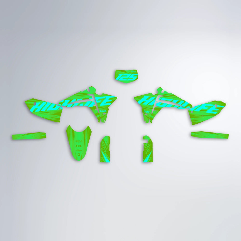 GEBEL V5 Fantic graphics kit parts layout in Green