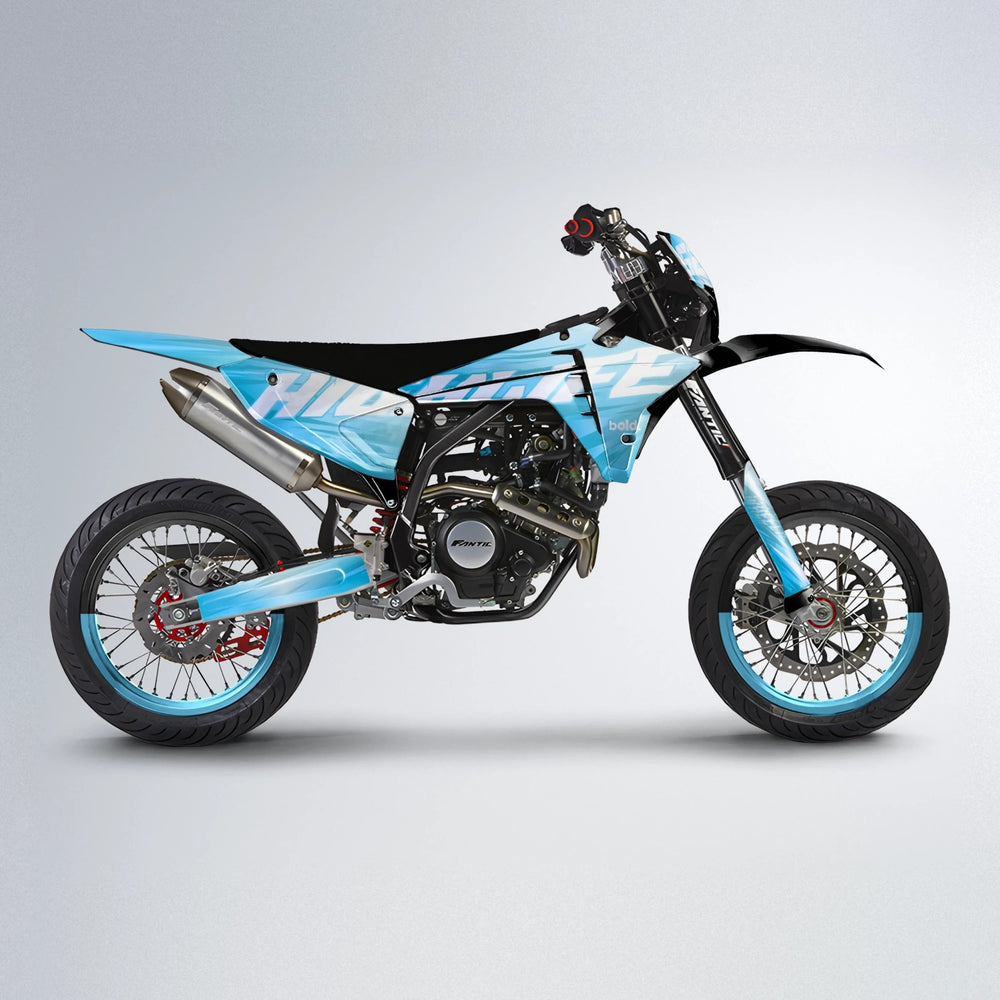 GEBEL V5 Fantic supermoto graphics kit in Light Blue & White