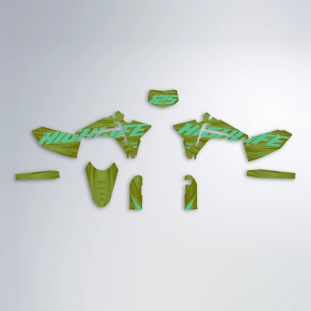 GEBEL V5 Fantic graphics kit parts layout in Olive