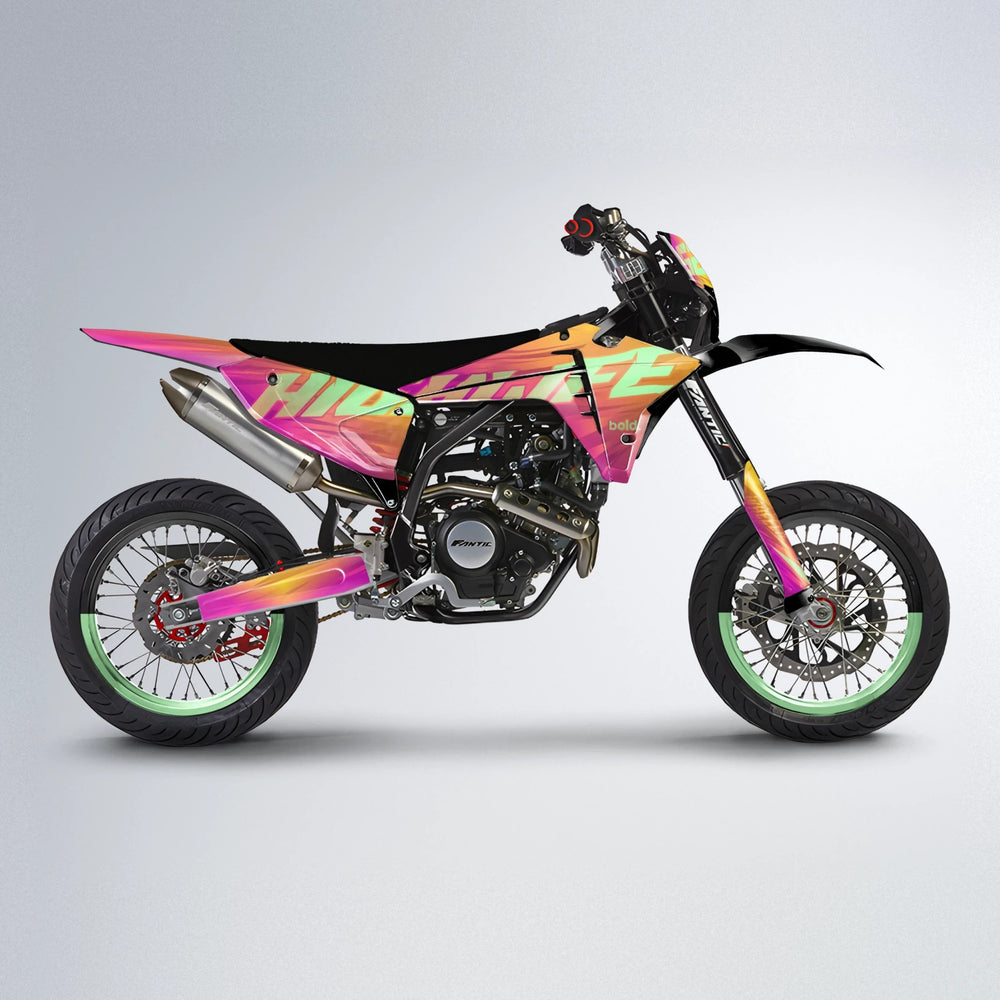 GEBEL V5 Fantic supermoto graphics kit in Pink & Yellow