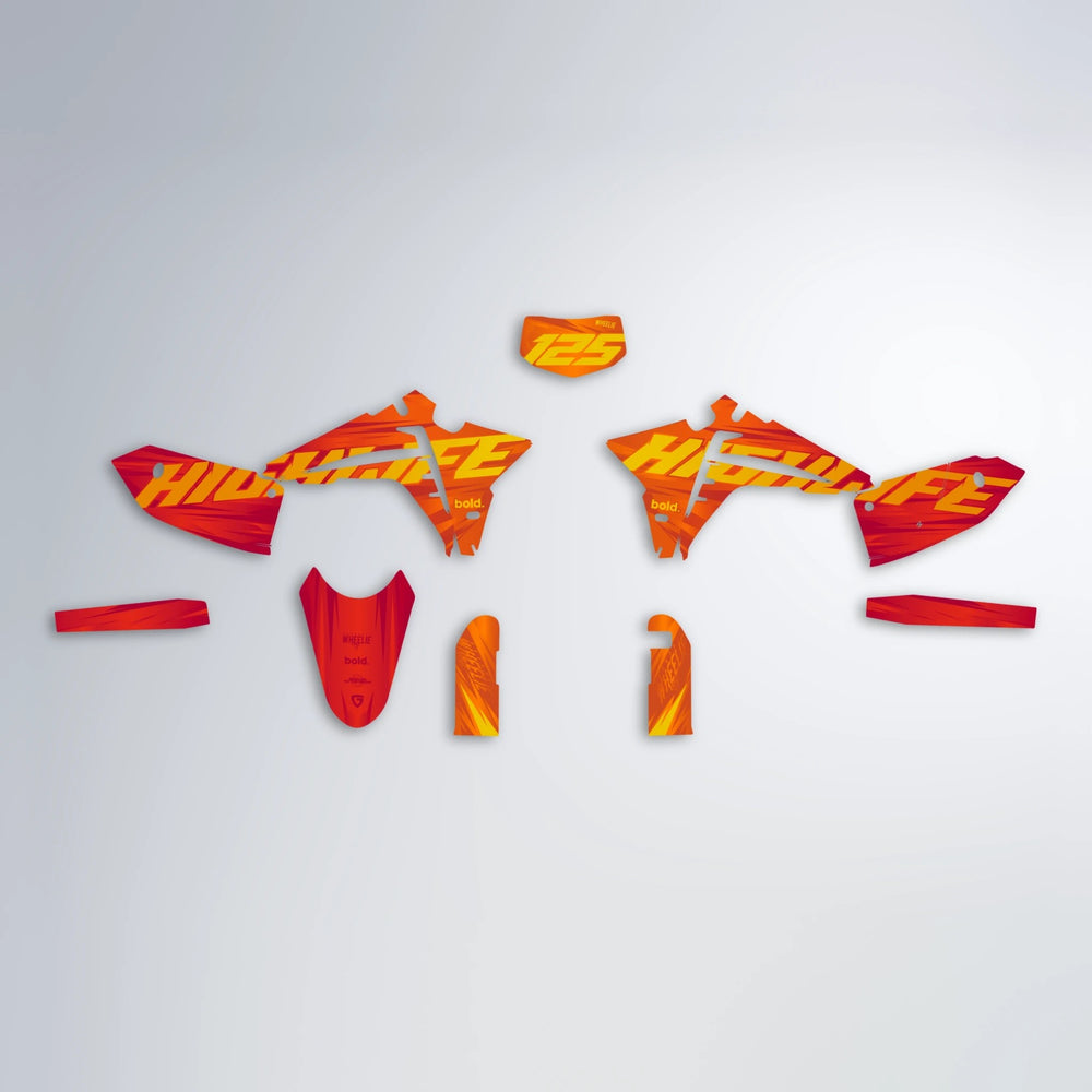 GEBEL V5 Fantic graphics kit parts layout in Red & Orange