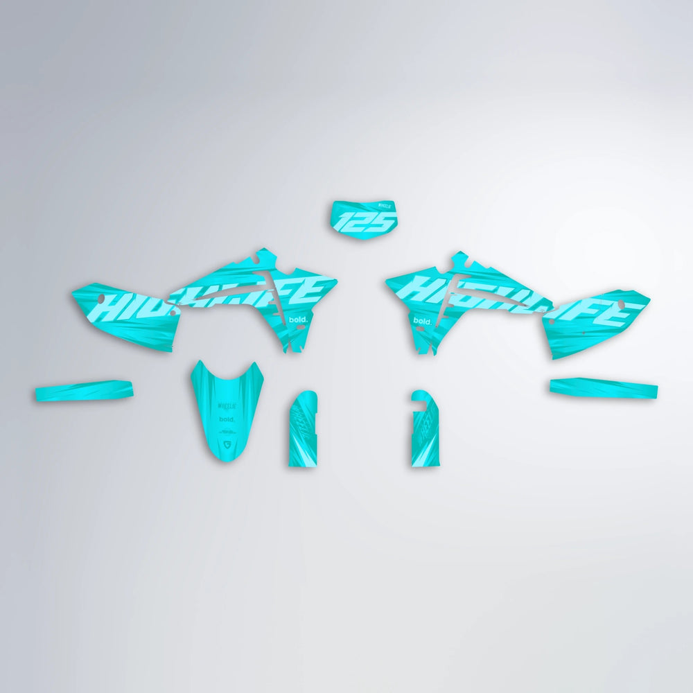 GEBEL V5 Fantic graphics kit parts layout in Teal