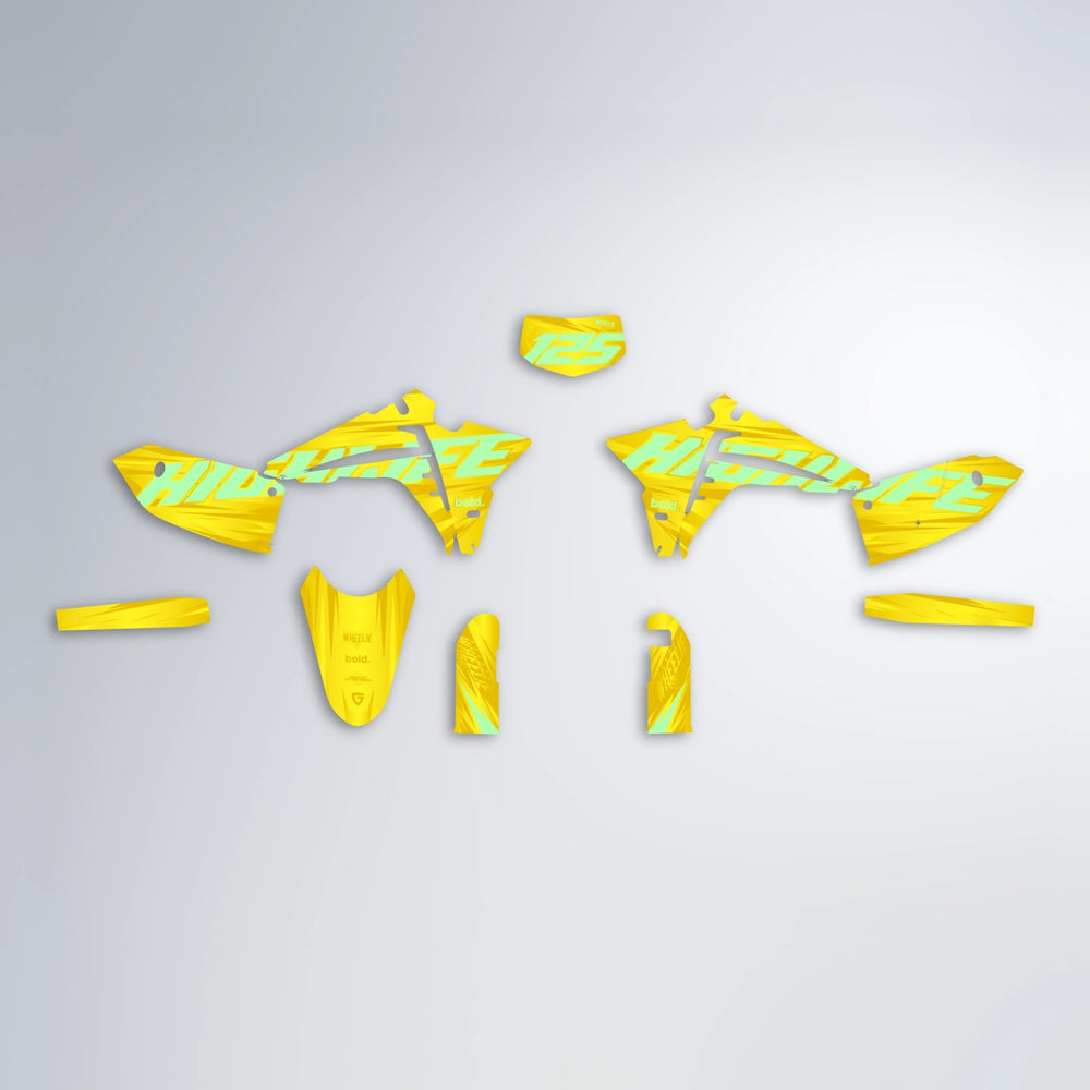 GEBEL V5 Fantic graphics kit parts layout in Yellow
