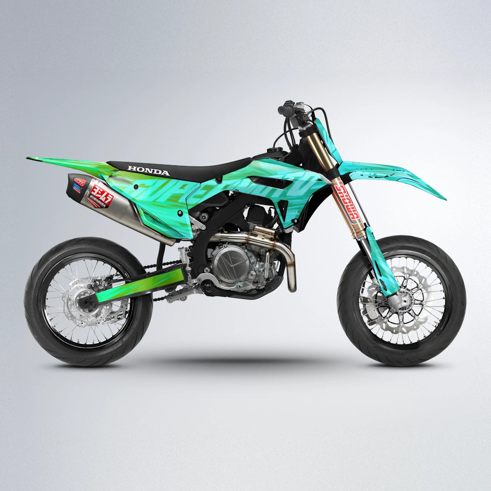 GEBEL V5 Honda supermoto graphics kit in Cyan & Green