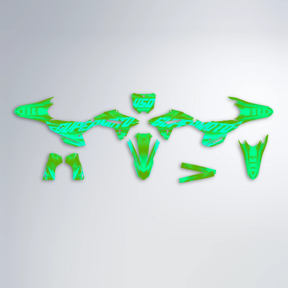 GEBEL V5 Honda graphics kit parts layout in Green