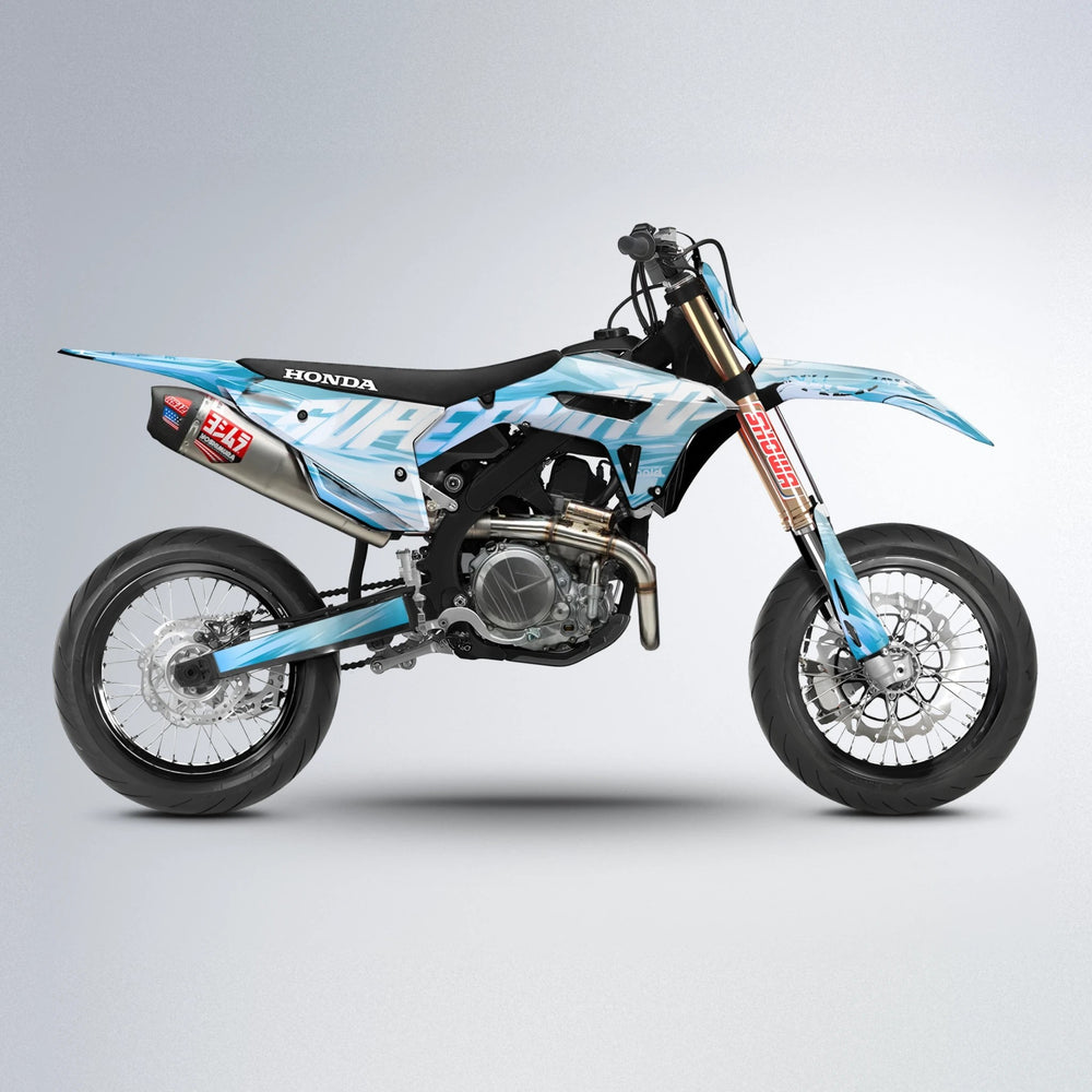 GEBEL V5 Honda supermoto graphics kit in Light Blue & White