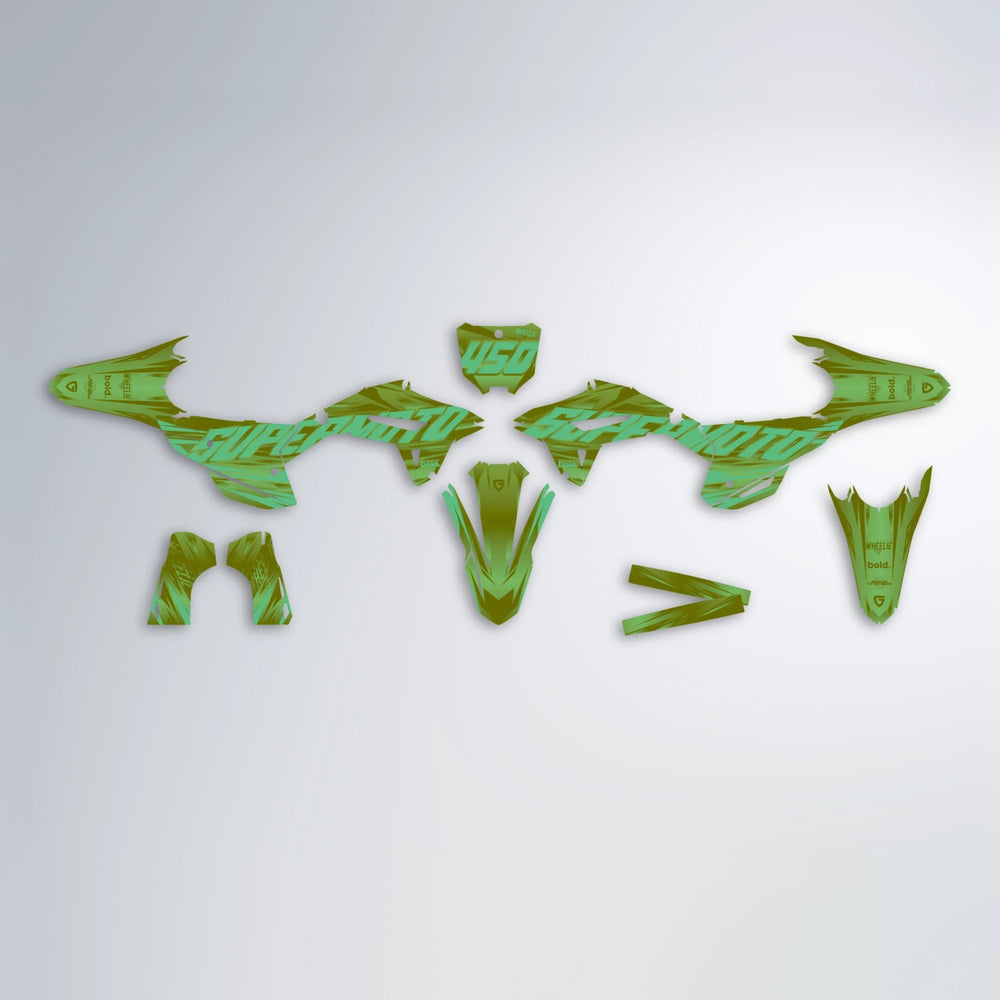 GEBEL V5 Honda graphics kit parts layout in Olive