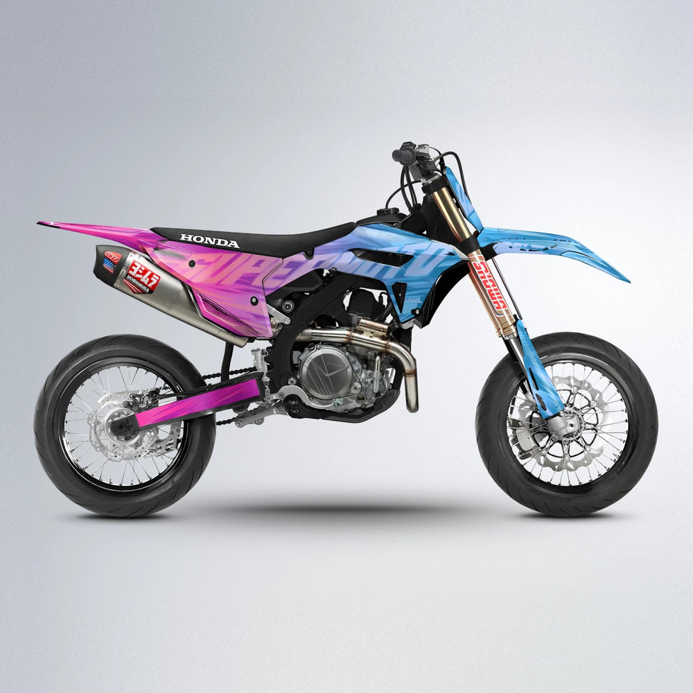 GEBEL V5 Honda supermoto graphics kit in Pink & Light Blue