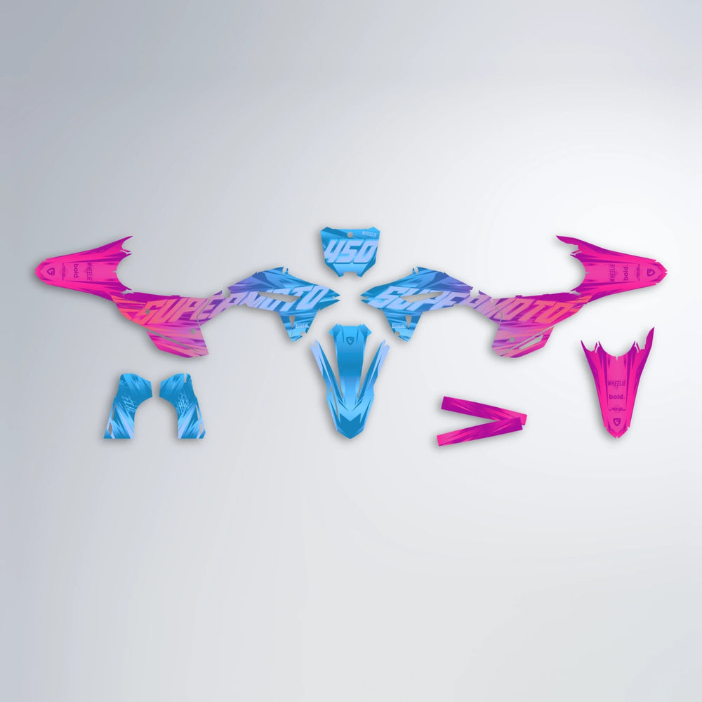 GEBEL V5 Honda graphics kit parts layout in Pink & Light Blue
