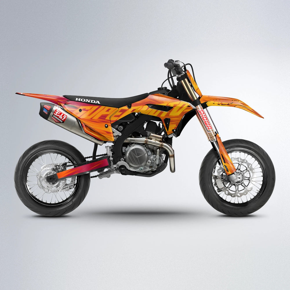 GEBEL V5 Honda supermoto graphics kit in Red & Orange