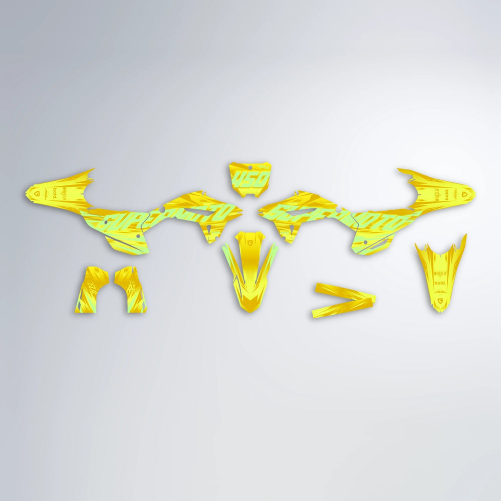 GEBEL V5 Honda graphics kit parts layout in Yellow