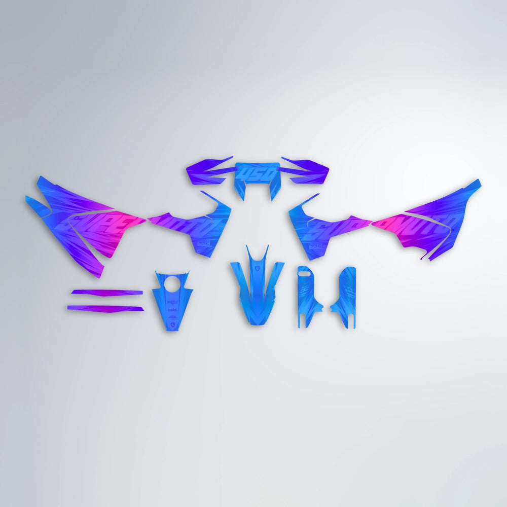 GEBEL V5 Husqvarna 701 graphics kit parts layout in Blue Purple Fade