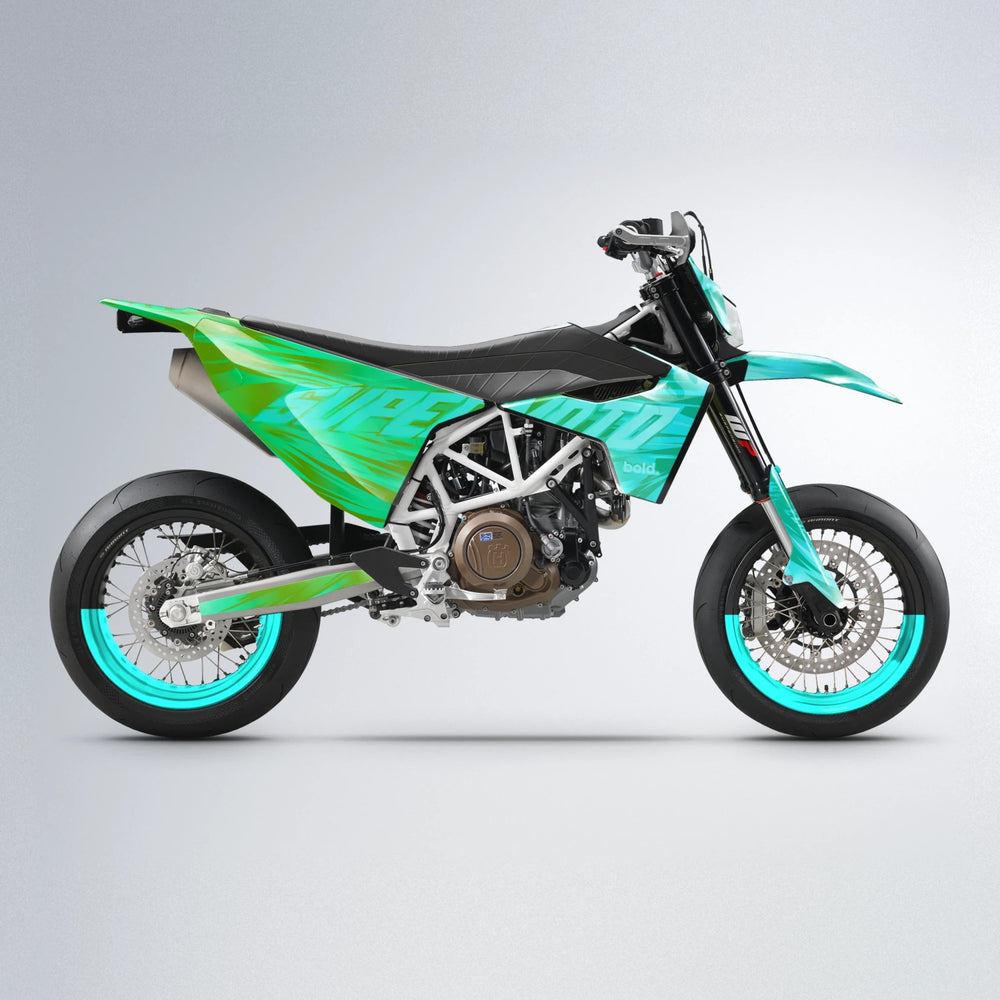 GEBEL V5 Husqvarna 701 supermoto graphics kit in Cyan & Green