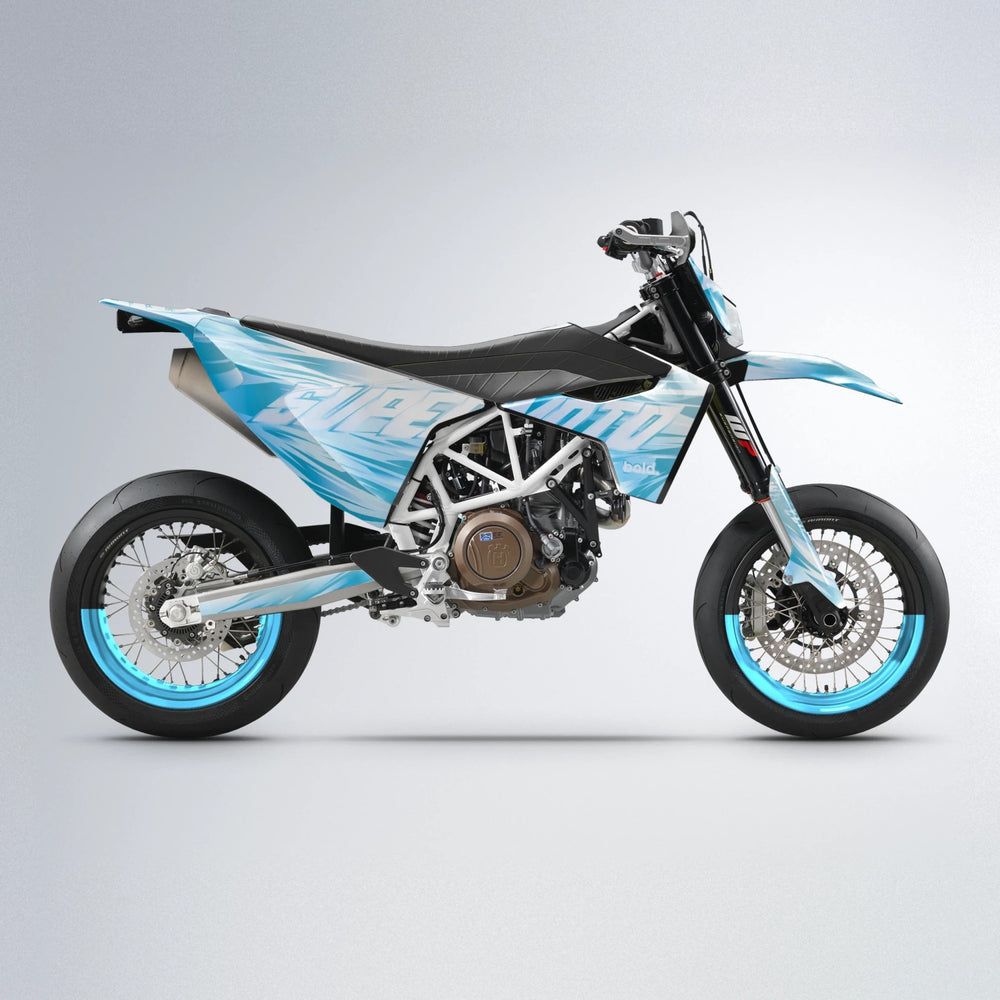 GEBEL V5 Husqvarna 701 supermoto graphics kit in Light Blue & White