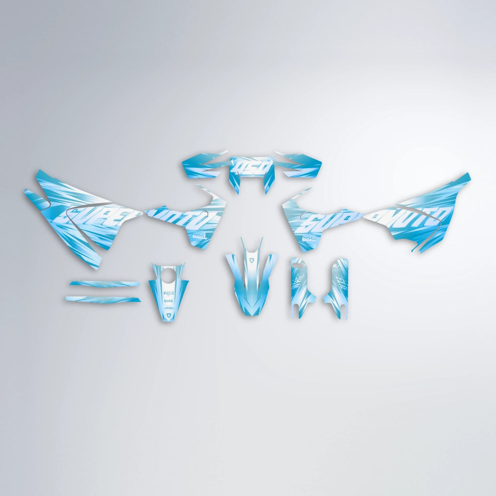 GEBEL V5 Husqvarna 701 graphics kit parts layout in Light Blue & White