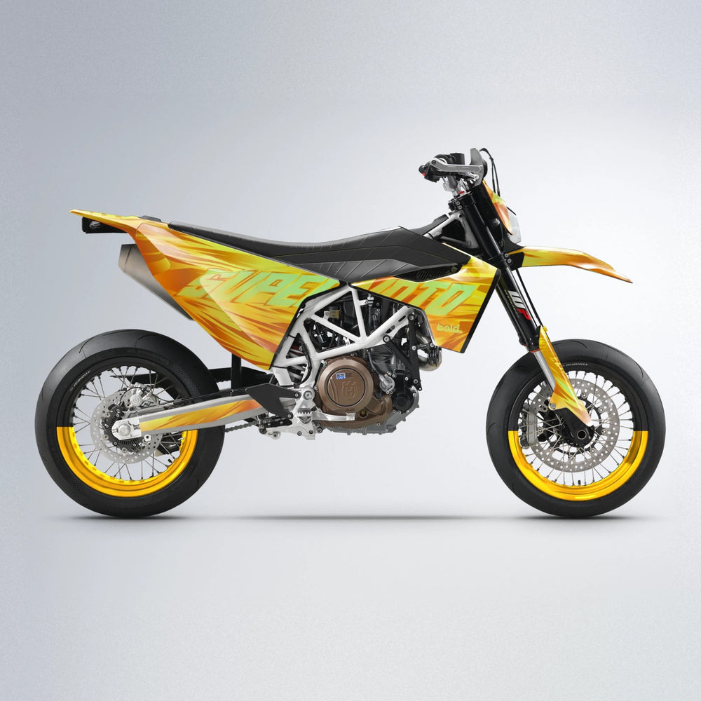 GEBEL V5 Husqvarna 701 supermoto graphics kit in Orange & Yellow