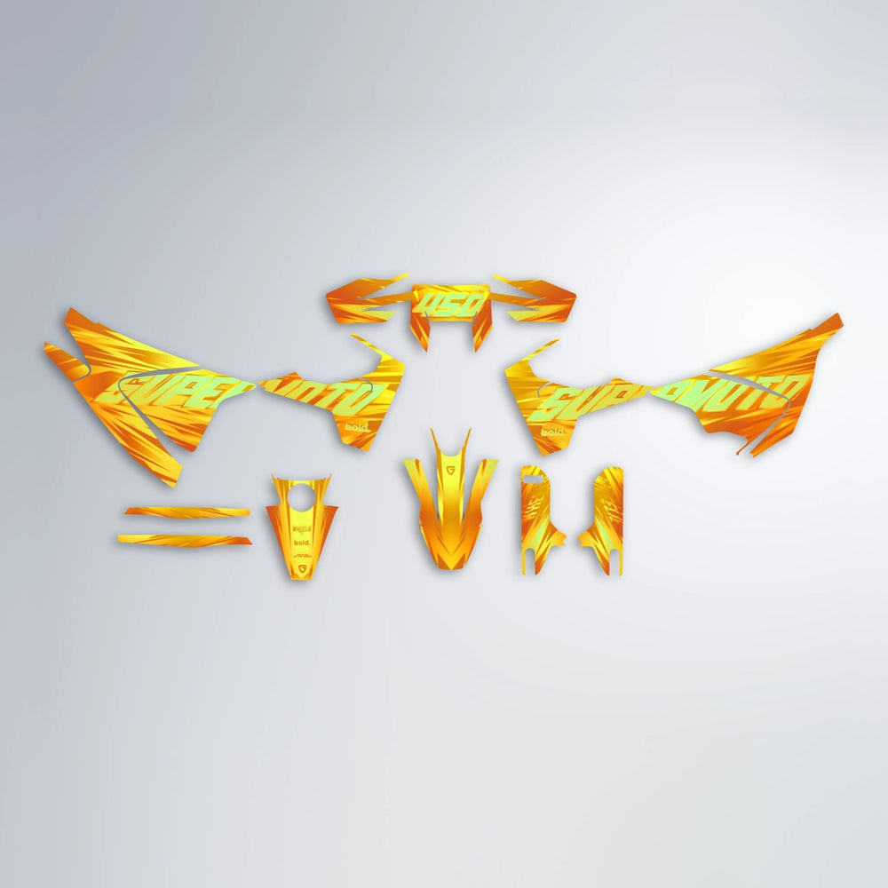 GEBEL V5 Husqvarna 701 graphics kit parts layout in Orange & Yellow