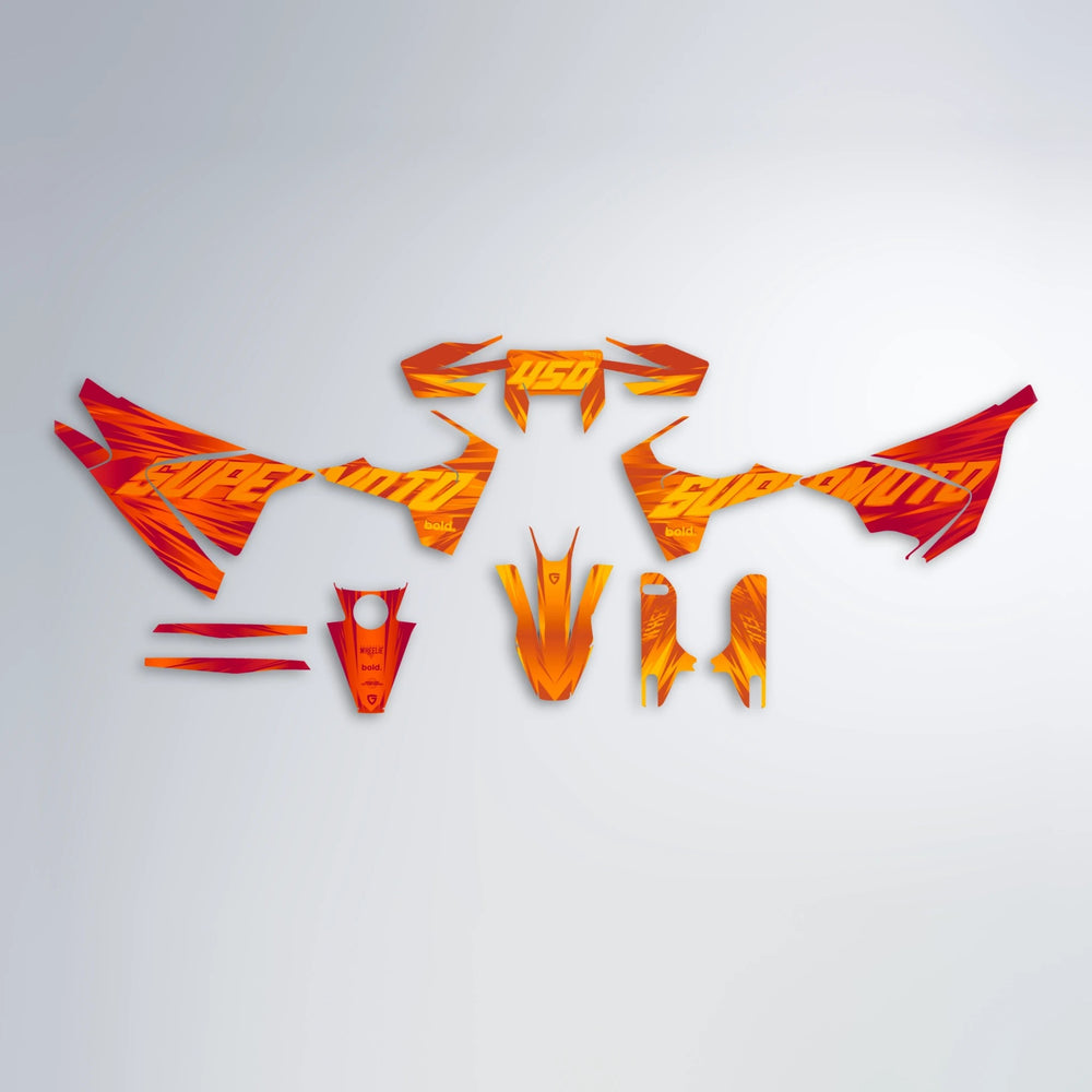GEBEL V5 Husqvarna 701 graphics kit parts layout in Red & Orange