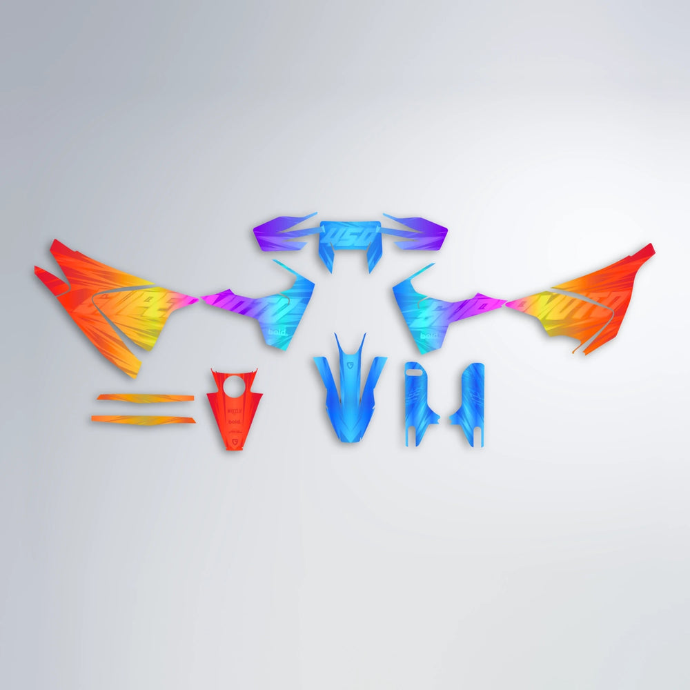 GEBEL V5 Husqvarna 701 graphics kit parts layout in Sunset Fade