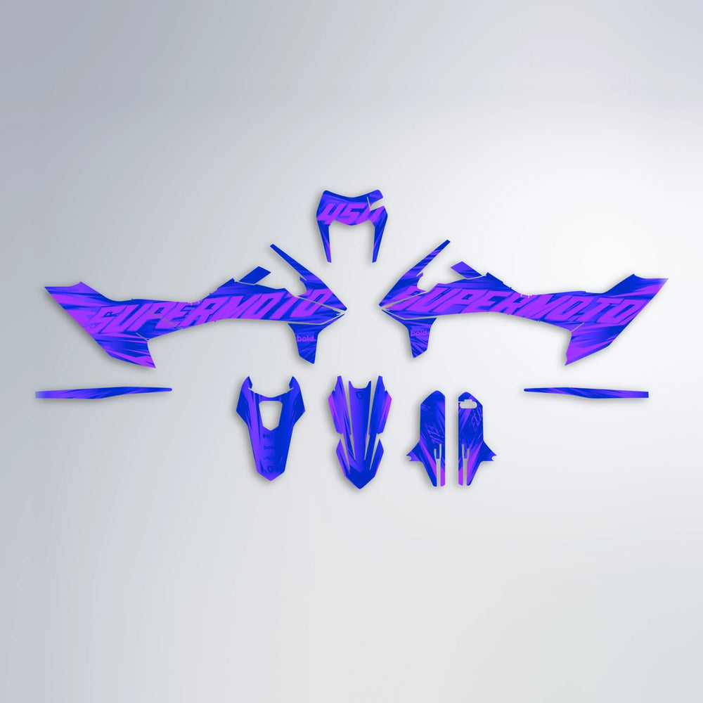 GEBEL V5 KTM SMC 690 graphics kit parts layout in Blue