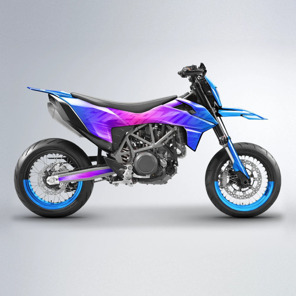 GEBEL V5 KTM SMC 690 supermoto graphics kit in Blue Purple Fade