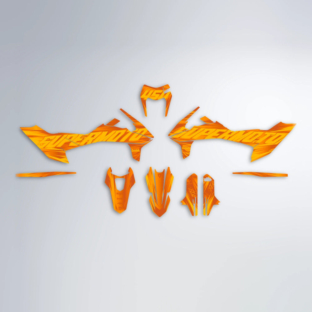 GEBEL V5 KTM SMC 690 graphics kit parts layout in Orange