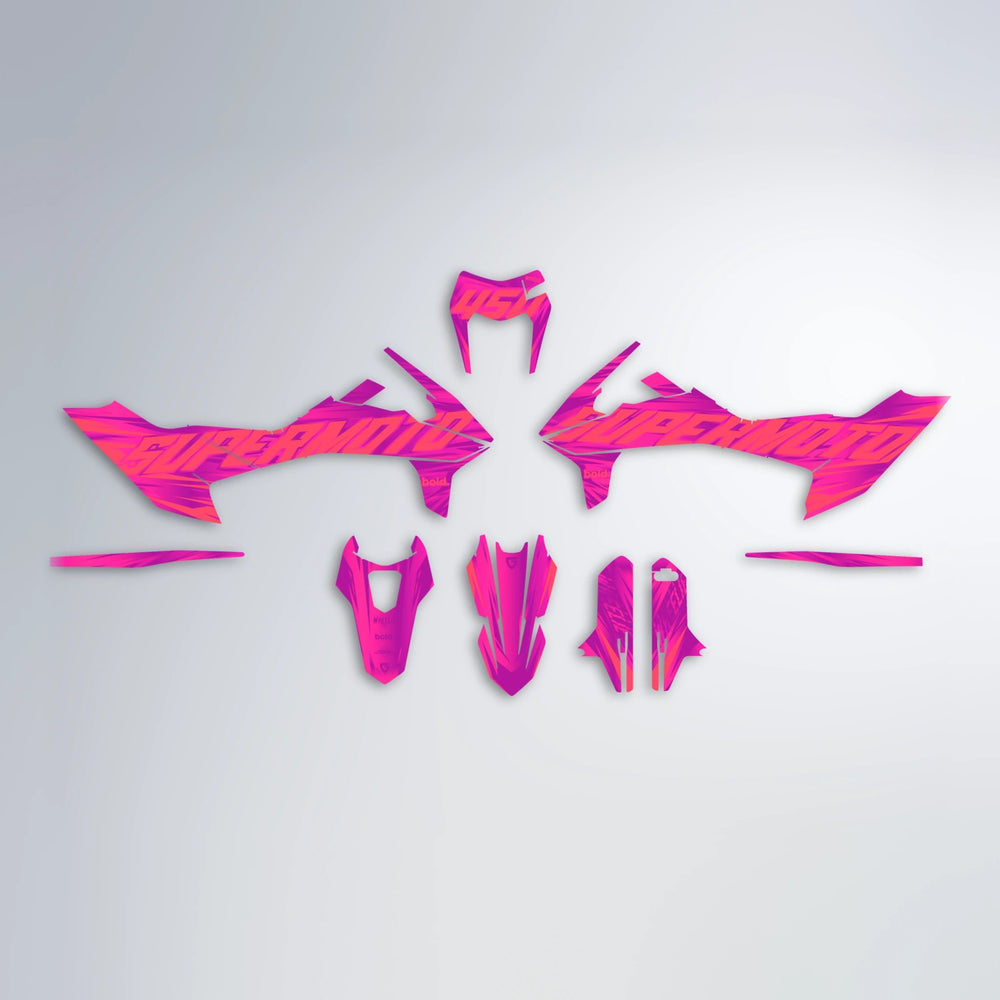 GEBEL V5 KTM SMC 690 graphics kit parts layout in Pink