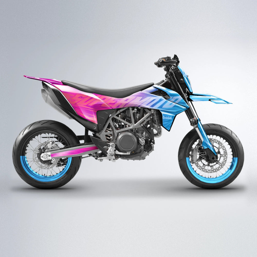 GEBEL V5 KTM SMC 690 supermoto graphics kit in Pink & Light Blue