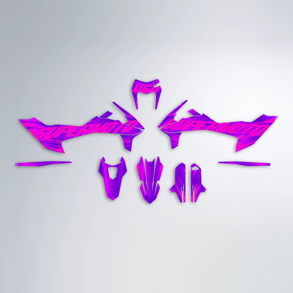GEBEL V5 KTM SMC 690 graphics kit parts layout in Purple