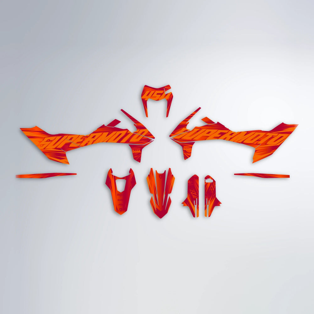 GEBEL V5 KTM SMC 690 graphics kit parts layout in Red