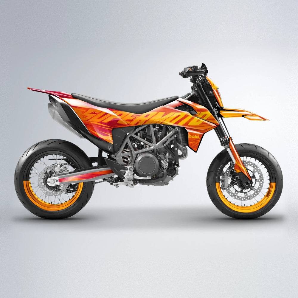 GEBEL V5 KTM SMC 690 supermoto graphics kit in Red & Orange