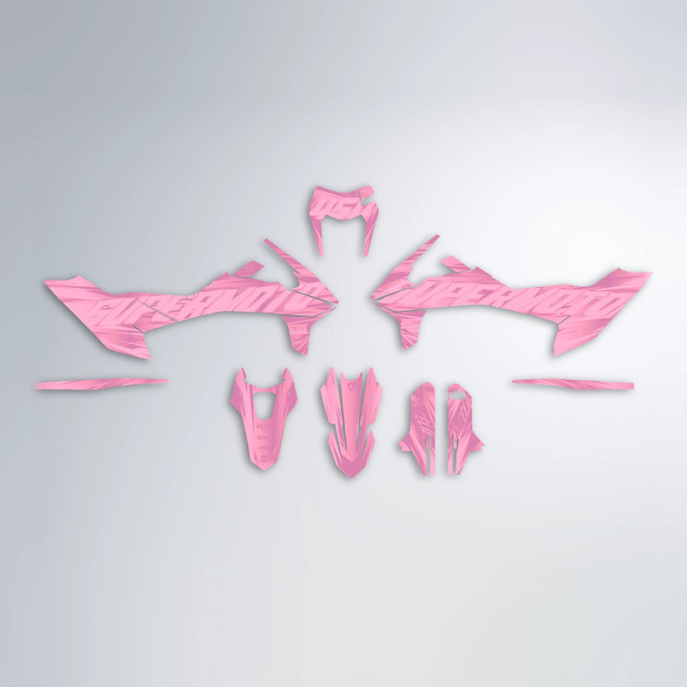 GEBEL V5 KTM SMC 690 graphics kit parts layout in Sakura Pink
