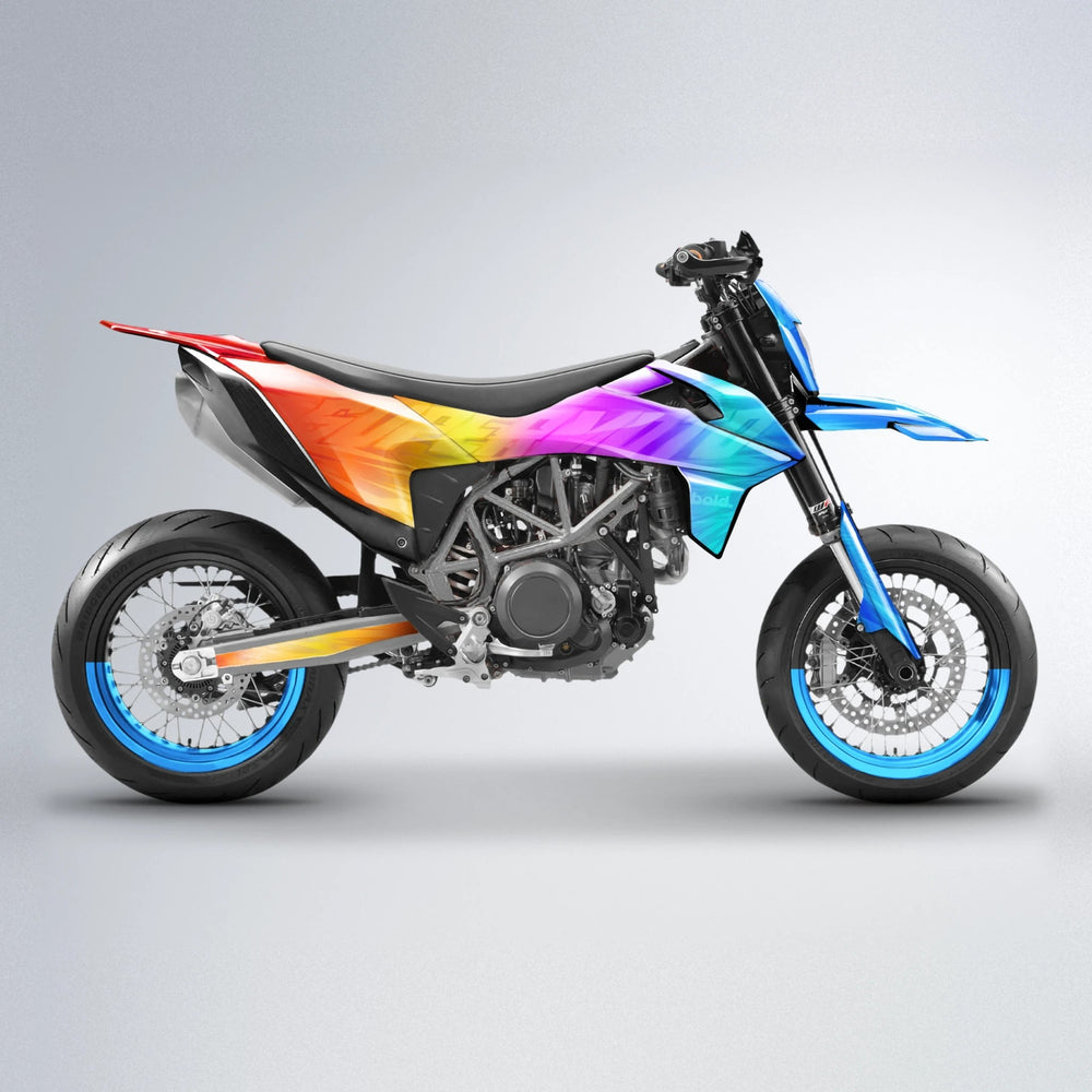 GEBEL V5 KTM SMC 690 supermoto graphics kit in Sunset Fade