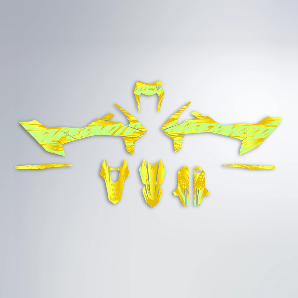 GEBEL V5 KTM SMC 690 graphics kit parts layout in Yellow