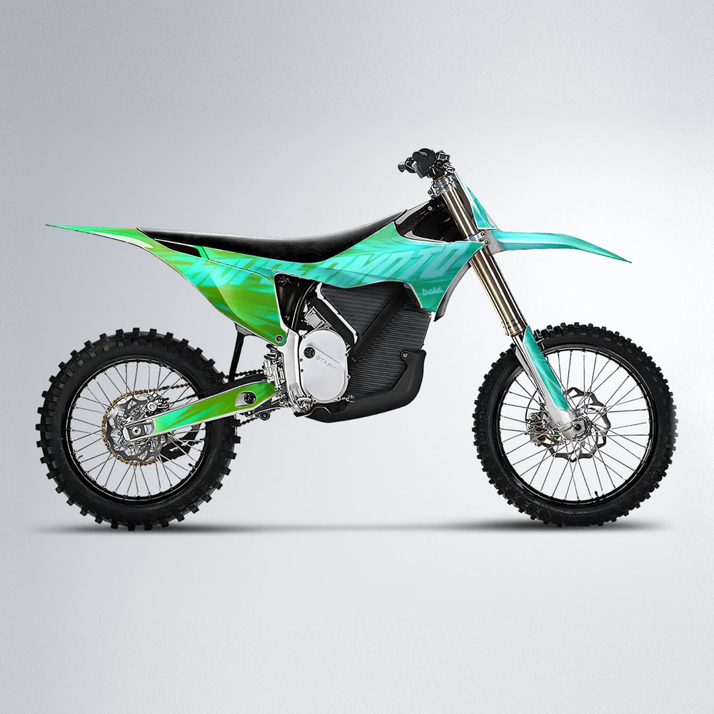 GEBEL V5 Stark Varg MX motocross graphics kit in Cyan & Green