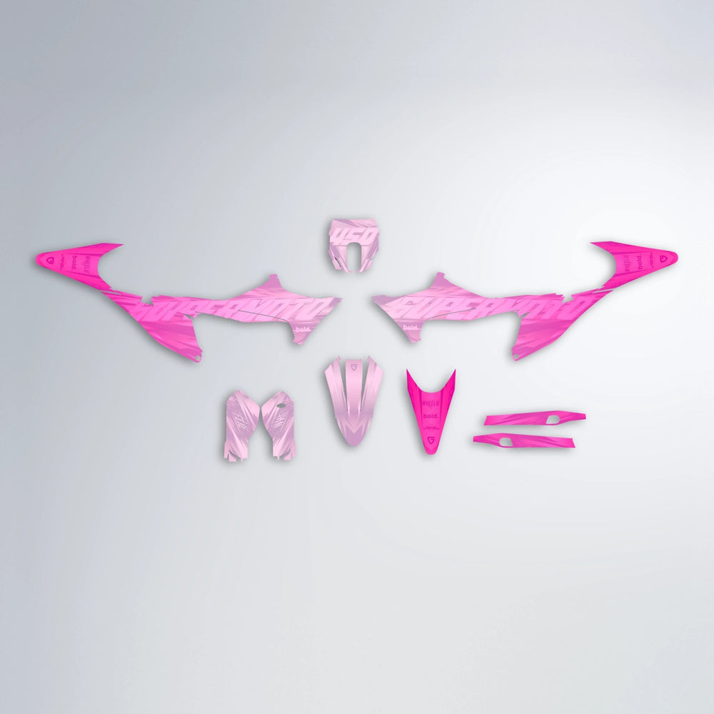 GEBEL V5 Stark Varg MX graphics kit parts layout in Flamingo