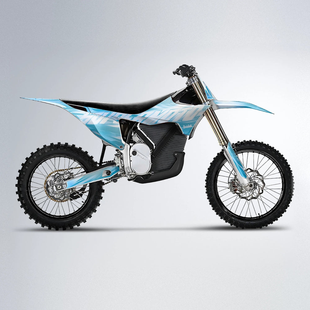 GEBEL V5 Stark Varg MX motocross graphics kit in Light Blue & White